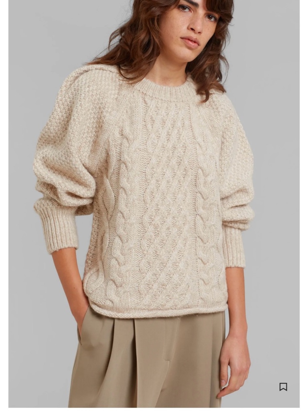 Low Classic - Cozy Cable Knit Crewneck Sweater - Cream